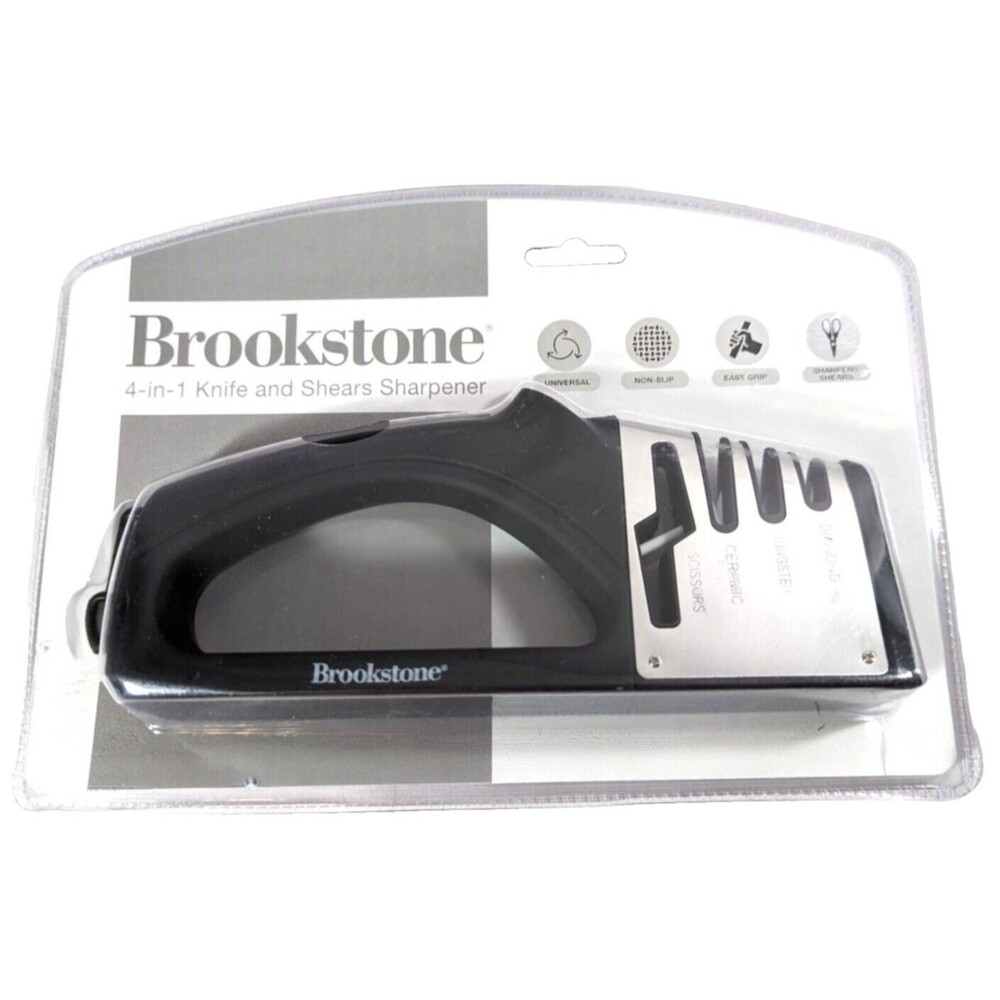 Brookstone Knife Shears Sharpener 4-in-1 Universal Non-Slip Stainless Steel Gift